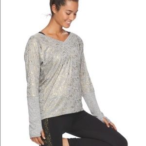 Gaiam Gold Glitter LS Yoga Top L $44!!